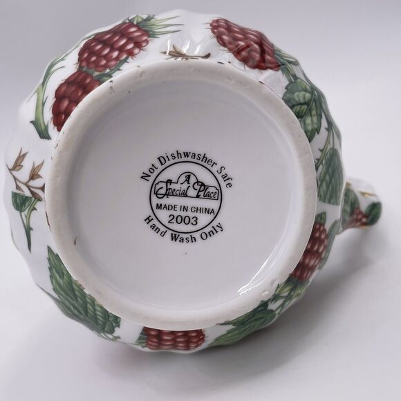 Raspberry Chintz Pitcher A Special Place 2003 Swirl White Porcelain Chintzware - Picture 9 of 11